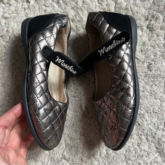 Moschino: Kid's Trending Fashion Quilted Metallic Black Leather Mary Janes Sz 28 - Picture 4 of 11